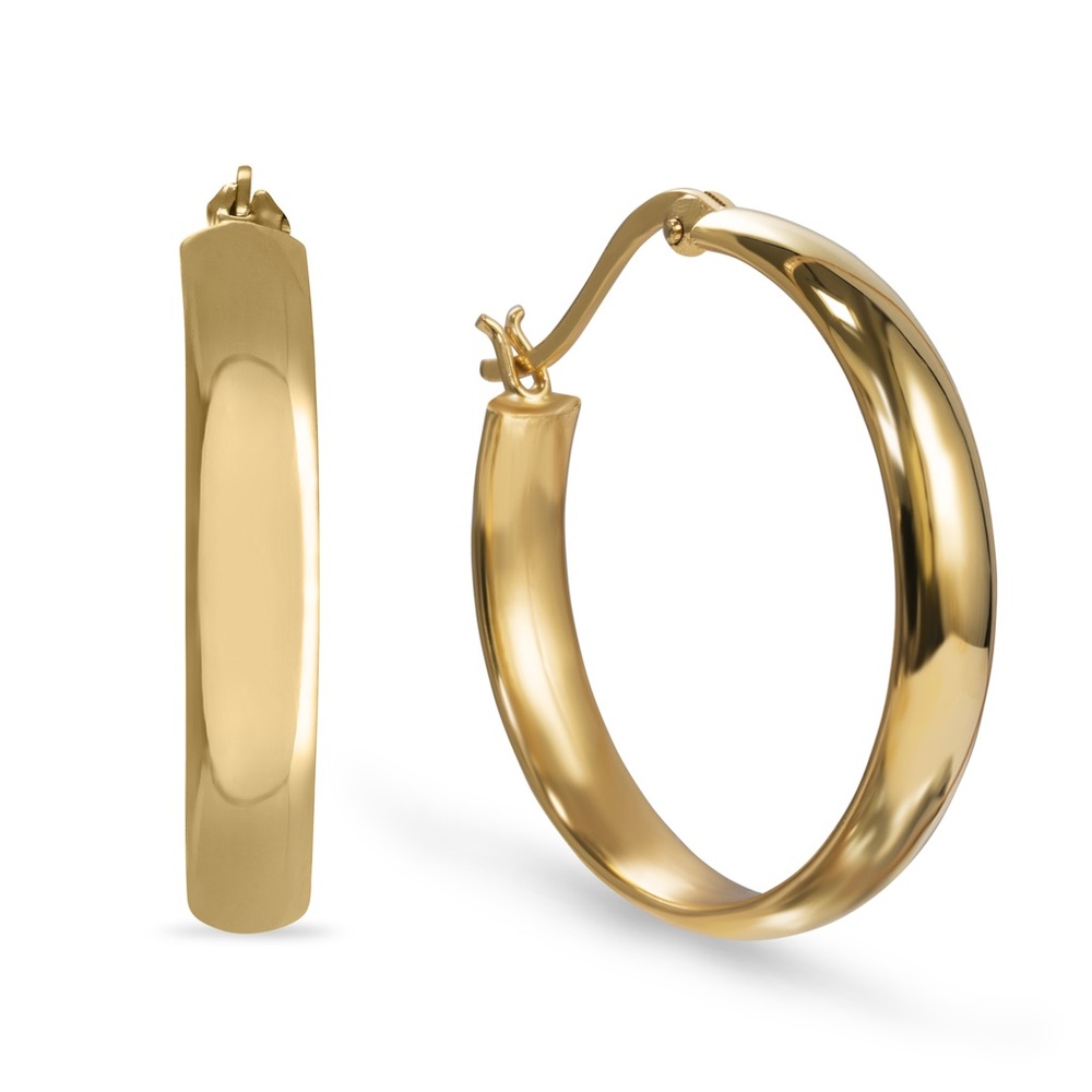 NEW Gold Plated Over Sterling Silver Hoop Earrings